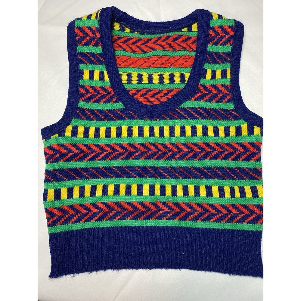 Vintage German Toddler Sleeveless Sweater Vest Size 116 Multicolor US size 4-6